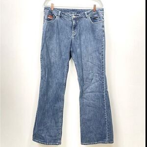 Harley Davison wide leg Jeans 36 L/XL distressed hem.
